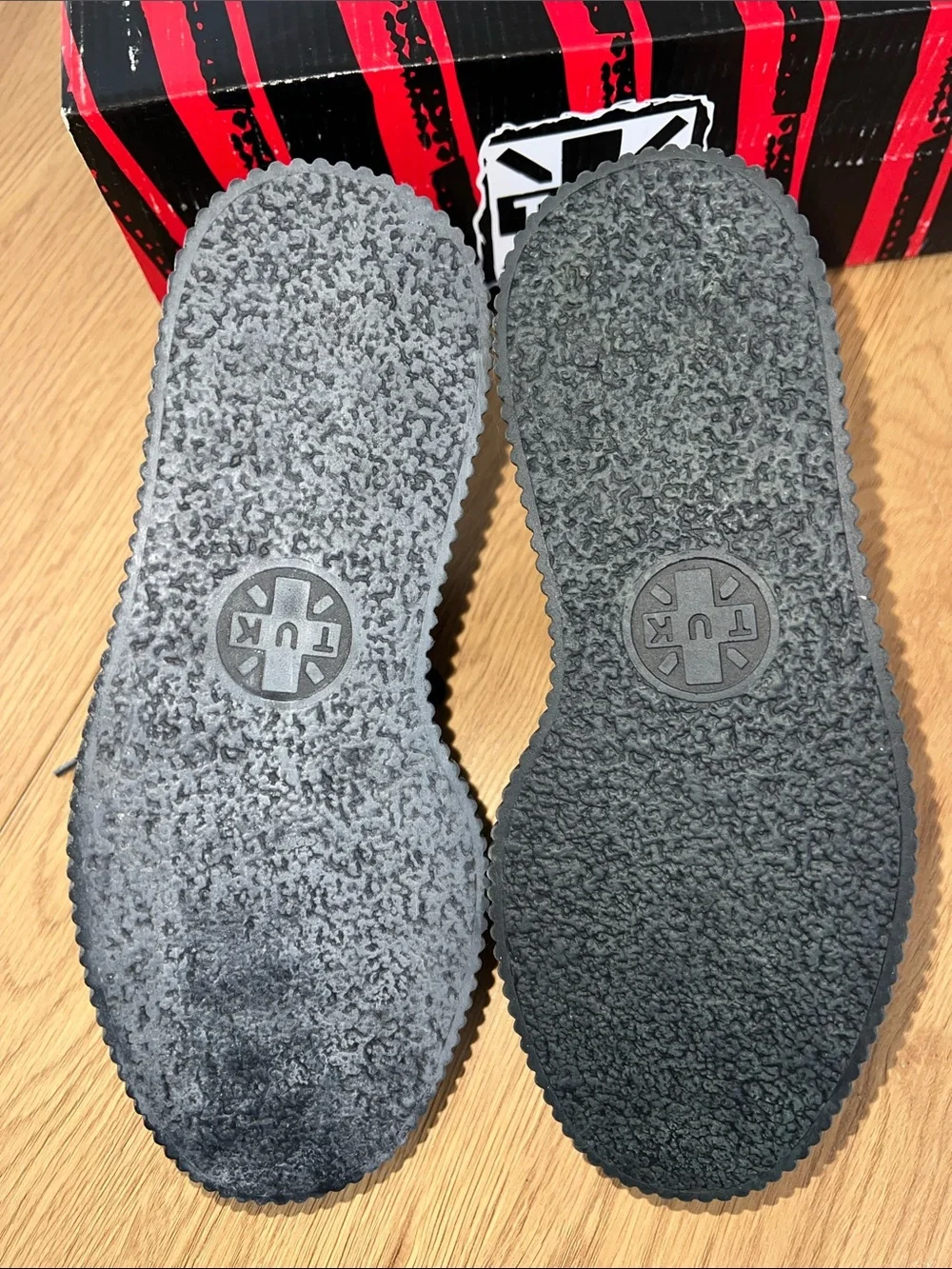 NIB T.U.K Mondo Creeper Black Shoes with Red Leopard Hair-On Leather